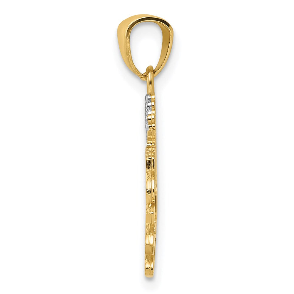 Alternate view of the 14k Yellow Gold & White Rhodium Daddy's Princess Script Pendant, 20mm by The Black Bow Jewelry Co.