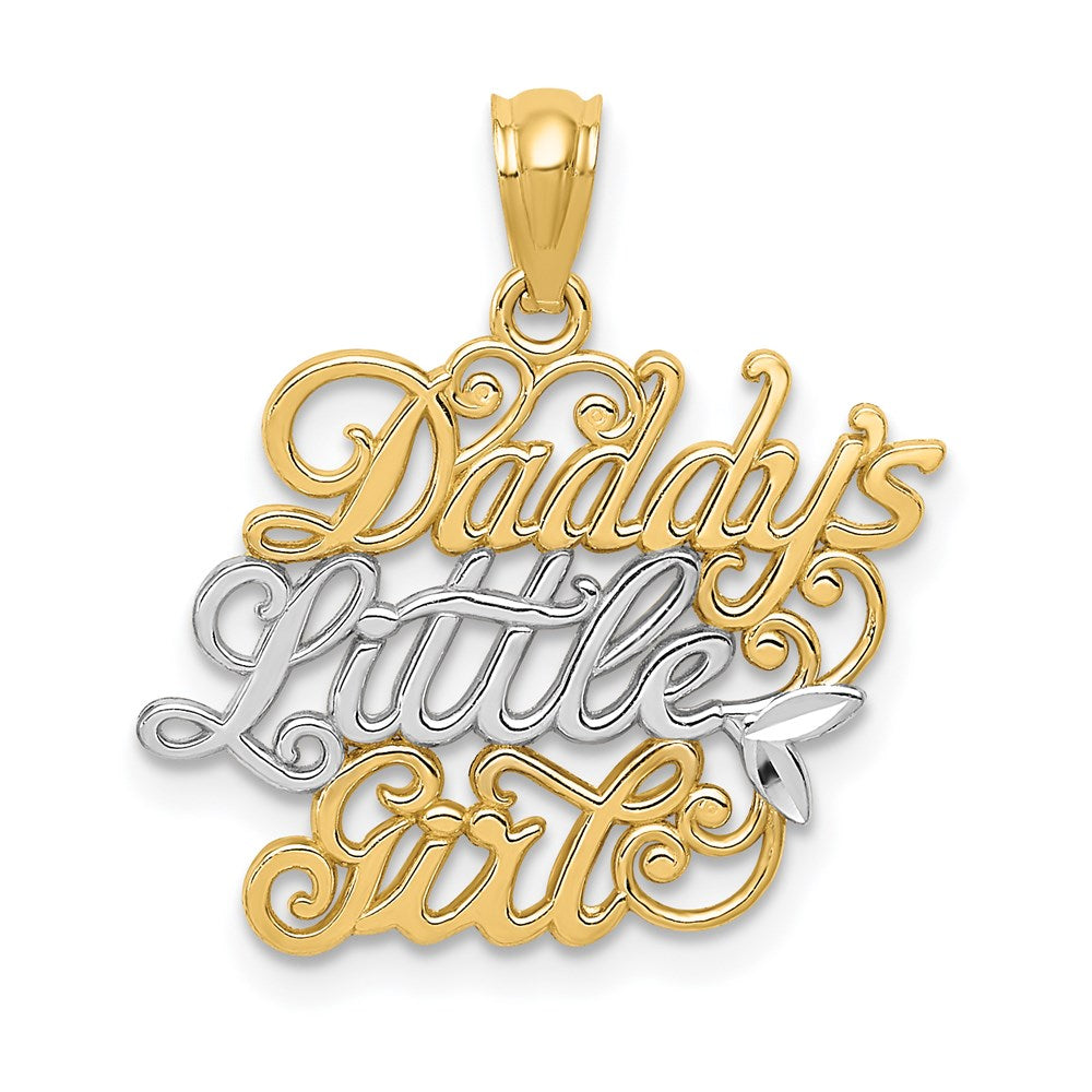 14k Yellow Gold & White Rhodium Daddy's Little Girl Pendant, 21mm, Item P26222 by The Black Bow Jewelry Co.
