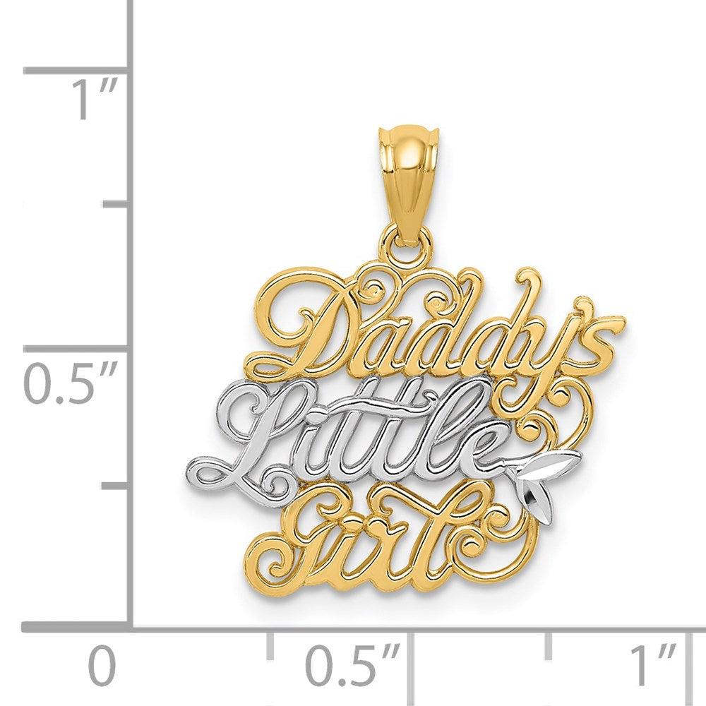 Alternate view of the 14k Yellow Gold & White Rhodium Daddy's Little Girl Pendant, 21mm by The Black Bow Jewelry Co.