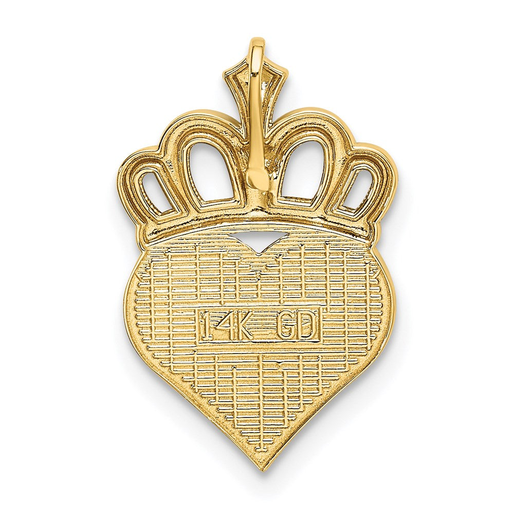 Alternate view of the 14k Yellow Gold, White Rhodium Daddy's Little Girl Heart Pendant, 13mm by The Black Bow Jewelry Co.