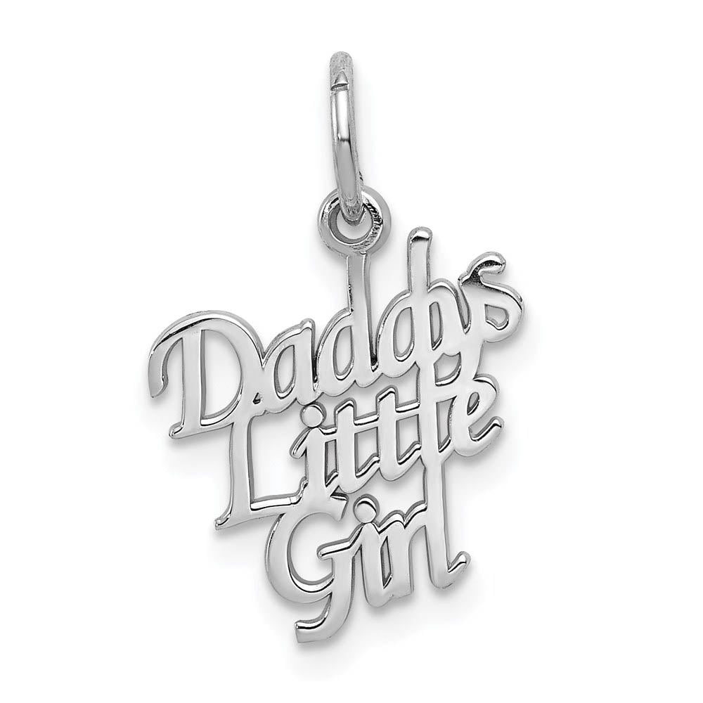 14k White Gold Polished Daddy's Little Girl Charm or Pendant, 15mm, Item P26229 by The Black Bow Jewelry Co.