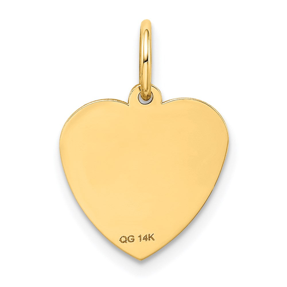 Alternate view of the 14k Yellow Gold Satin #1 Granddaughter Engravable Heart Pendant, 14mm by The Black Bow Jewelry Co.