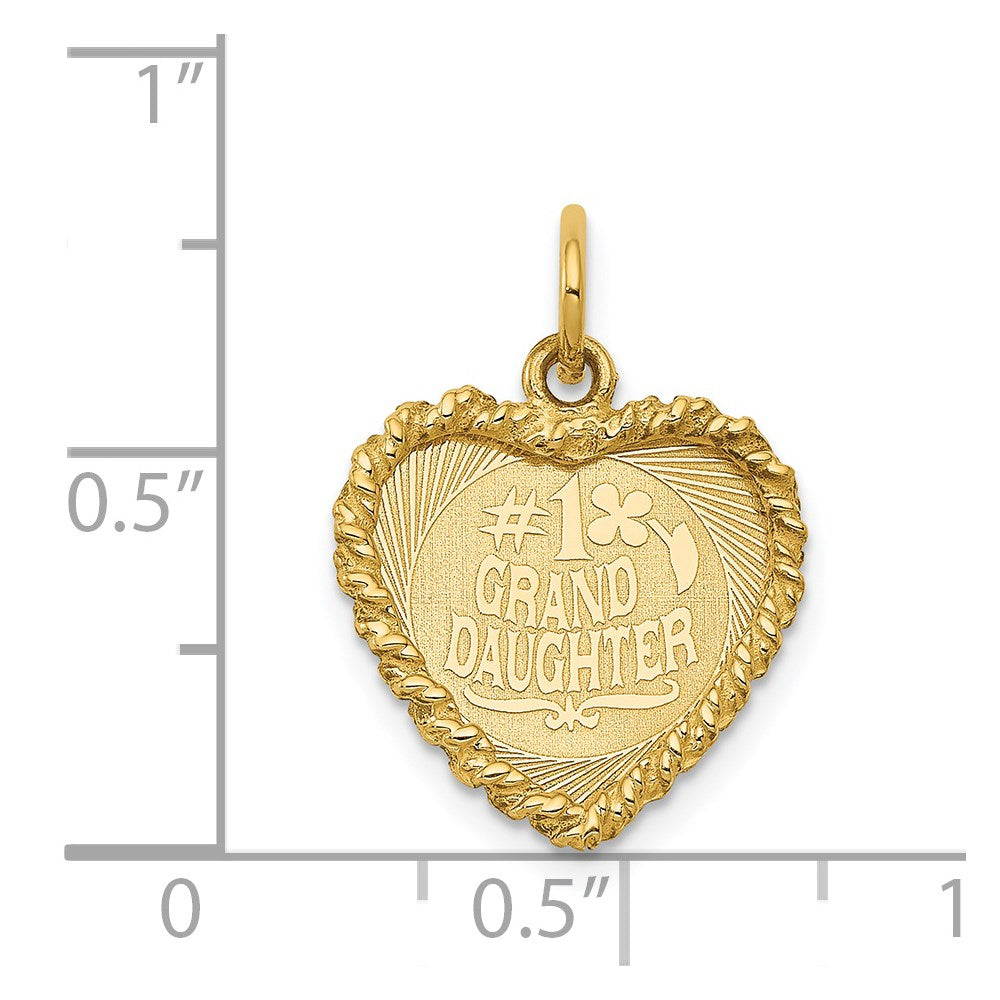 Alternate view of the 14k Yellow Gold #1 Granddaughter Engravable Heart Charm Pendant, 15mm by The Black Bow Jewelry Co.