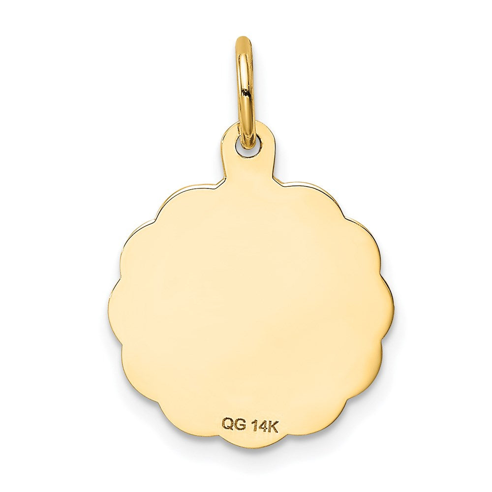 Alternate view of the 14k Yellow Gold Special Daughter Engravable Disc Charm or Pendant 15mm by The Black Bow Jewelry Co.