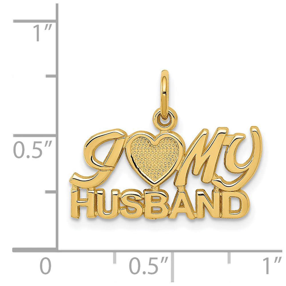 Alternate view of the 14k Yellow Gold Polished I Heart My Husband Charm or Pendant, 22mm by The Black Bow Jewelry Co.