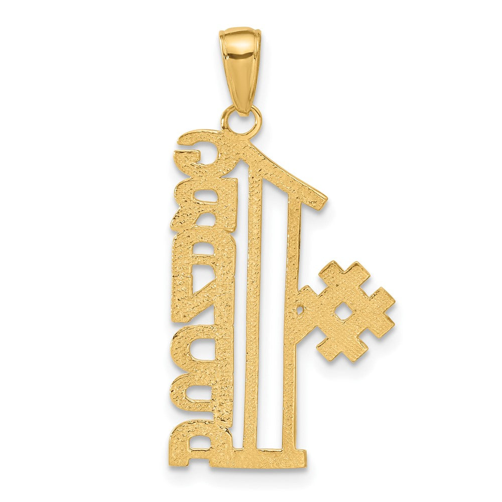 Alternate view of the 14k Yellow Gold #1 Grandpa Pendant, 18mm by The Black Bow Jewelry Co.