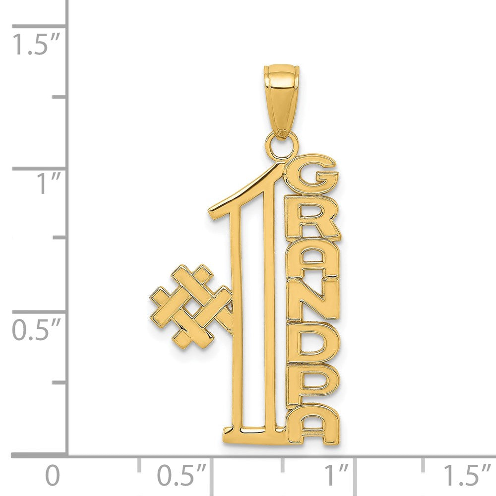 Alternate view of the 14k Yellow Gold #1 Grandpa Pendant, 18mm by The Black Bow Jewelry Co.