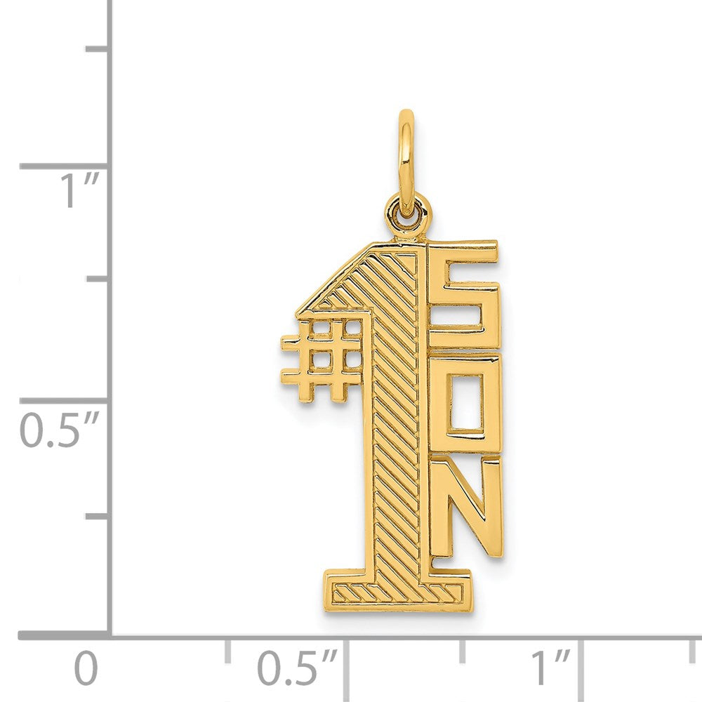 Alternate view of the 14k Yellow Gold #1 Son Charm or Pendant, 13mm by The Black Bow Jewelry Co.