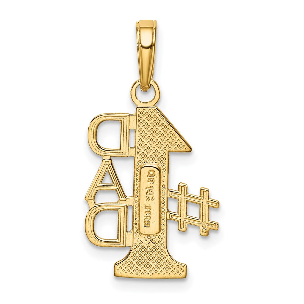 Alternate view of the 14k Yellow Gold #1 Dad Pendant, 14mm by The Black Bow Jewelry Co.
