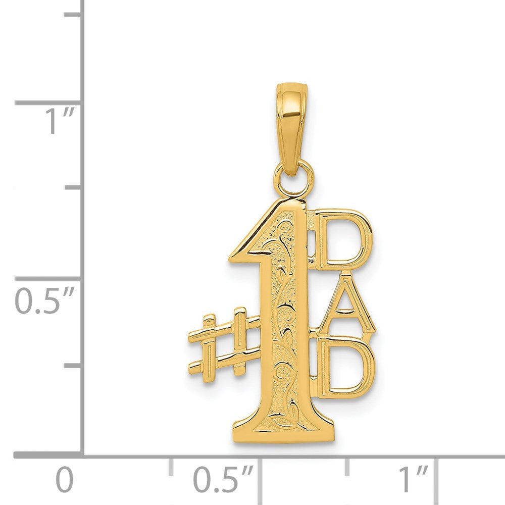 Alternate view of the 14k Yellow Gold #1 Dad Pendant, 14mm by The Black Bow Jewelry Co.