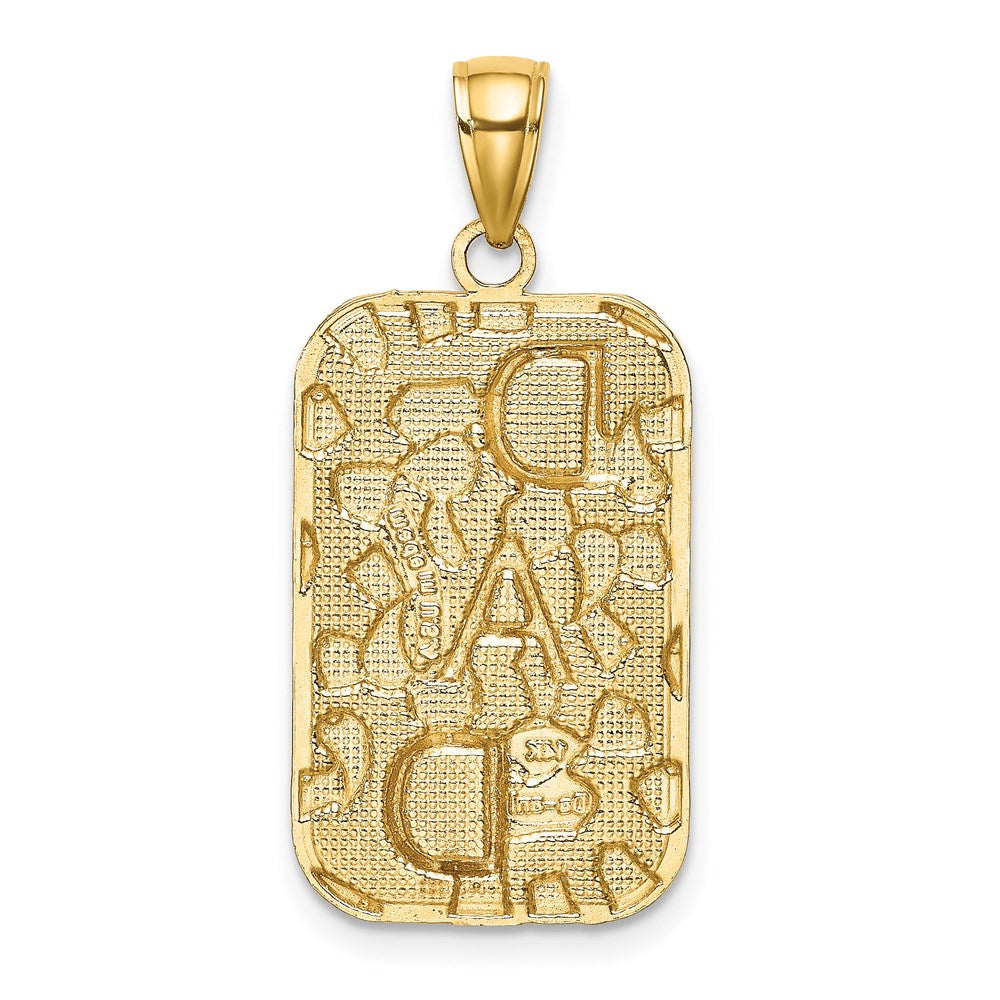 Alternate view of the 14k Yellow Gold Small Nugget Dad Dog Tag Pendant, 15 x 30mm by The Black Bow Jewelry Co.