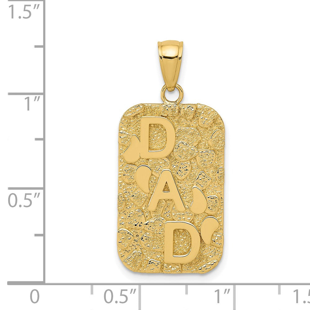 Alternate view of the 14k Yellow Gold Small Nugget Dad Dog Tag Pendant, 15 x 30mm by The Black Bow Jewelry Co.