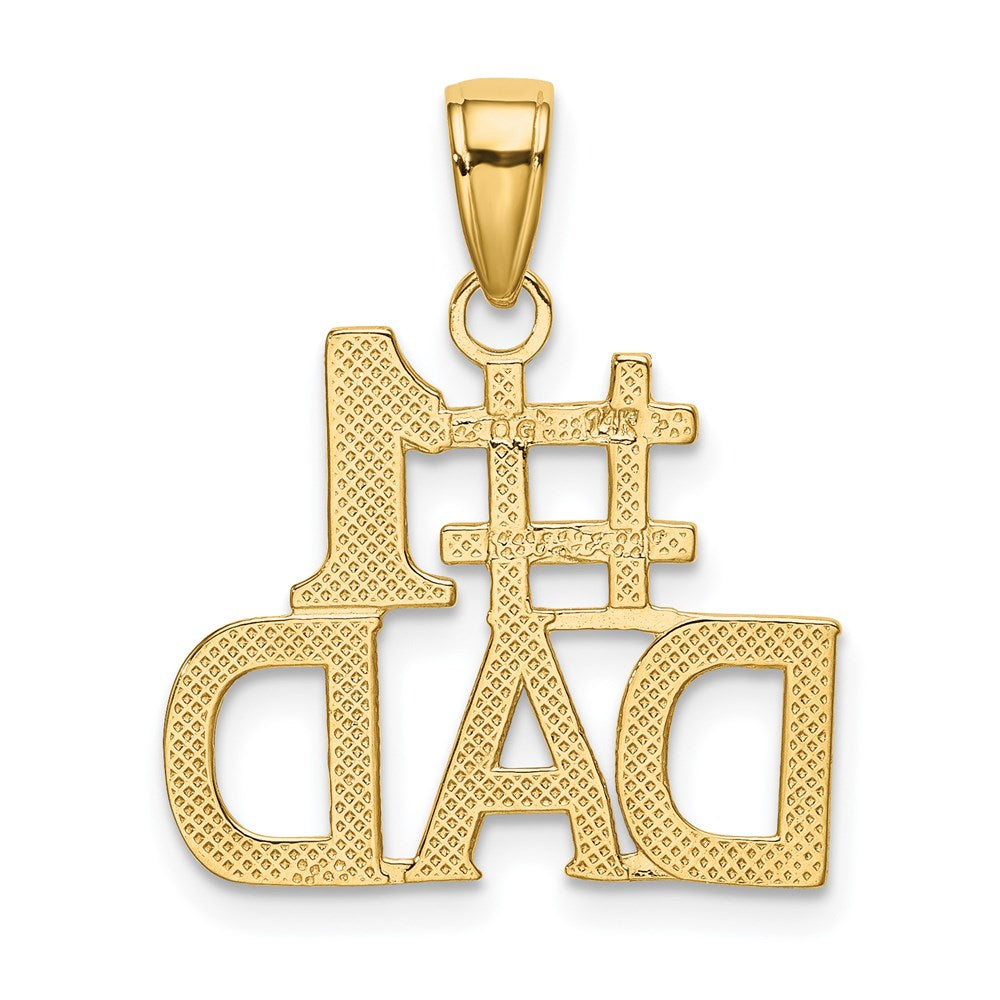 Alternate view of the 14k Yellow Gold Polished #1 Dad Pendant, 20mm by The Black Bow Jewelry Co.