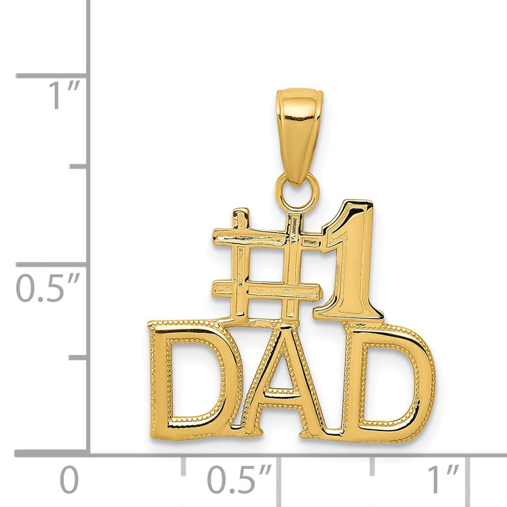 Alternate view of the 14k Yellow Gold Polished #1 Dad Pendant, 20mm by The Black Bow Jewelry Co.