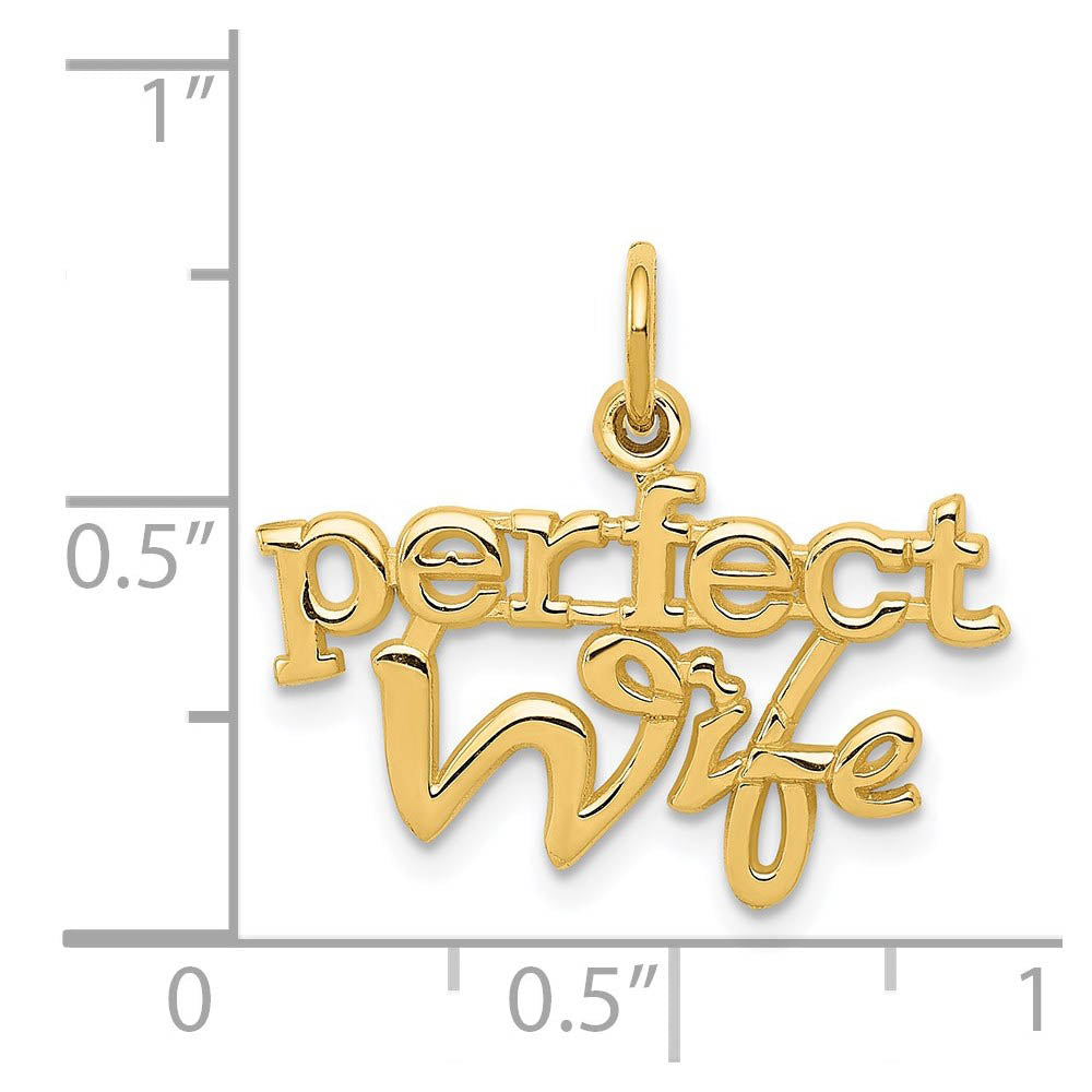 Alternate view of the 14k Yellow Gold Polished Perfect Wife Charm or Pendant, 22mm by The Black Bow Jewelry Co.