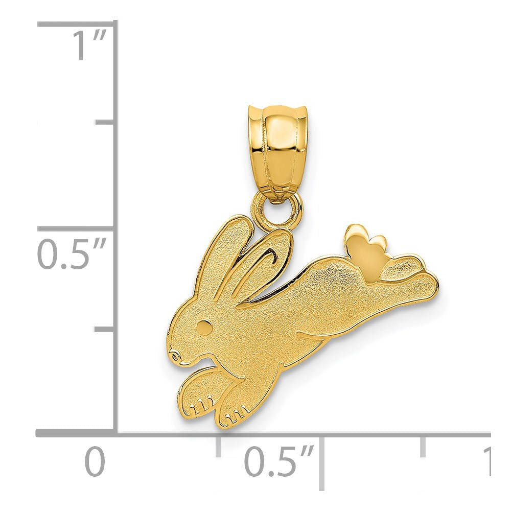 Alternate view of the 14k Yellow Gold Polished and Satin Rabbit Pendant, 18mm by The Black Bow Jewelry Co.