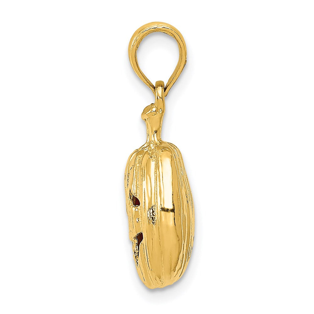 Alternate view of the 14k Yellow Gold and Enameled 3D Pumpkin Pendant, 13mm by The Black Bow Jewelry Co.