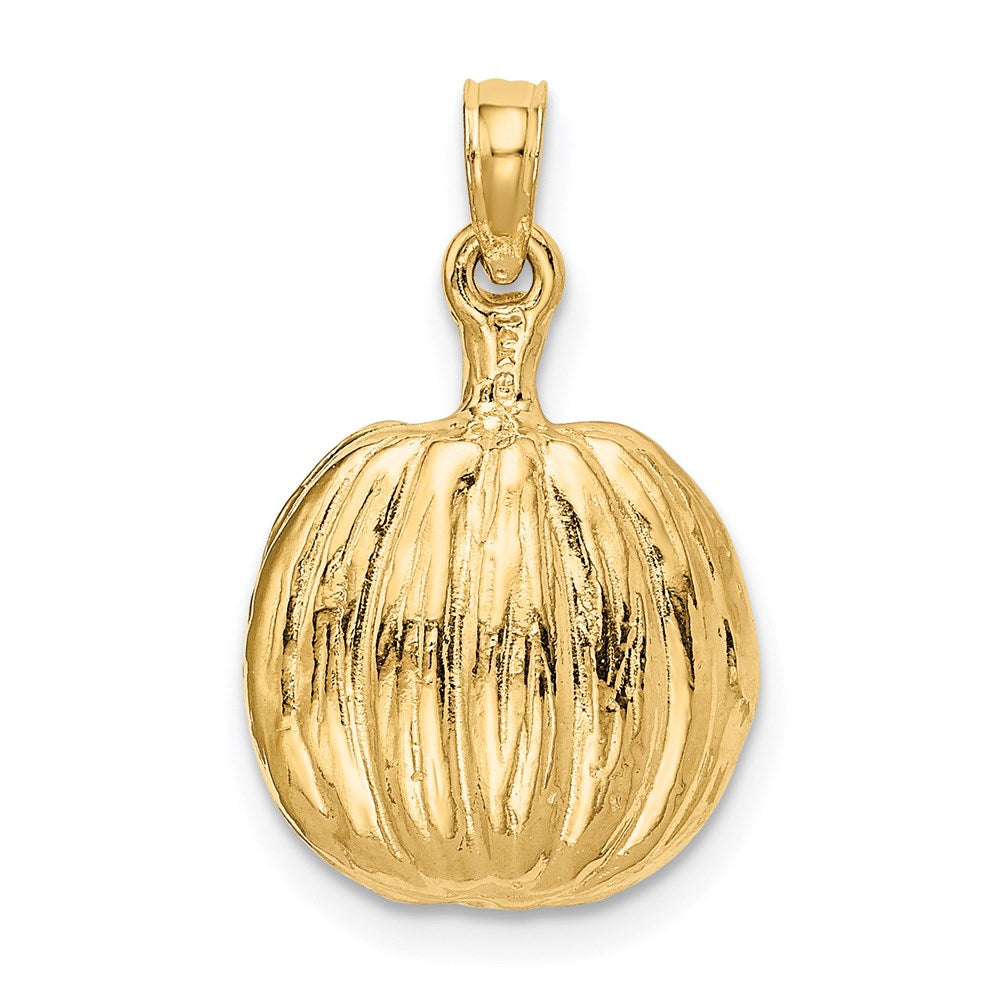 Alternate view of the 14k Yellow Gold and Enameled 3D Pumpkin Pendant, 13mm by The Black Bow Jewelry Co.