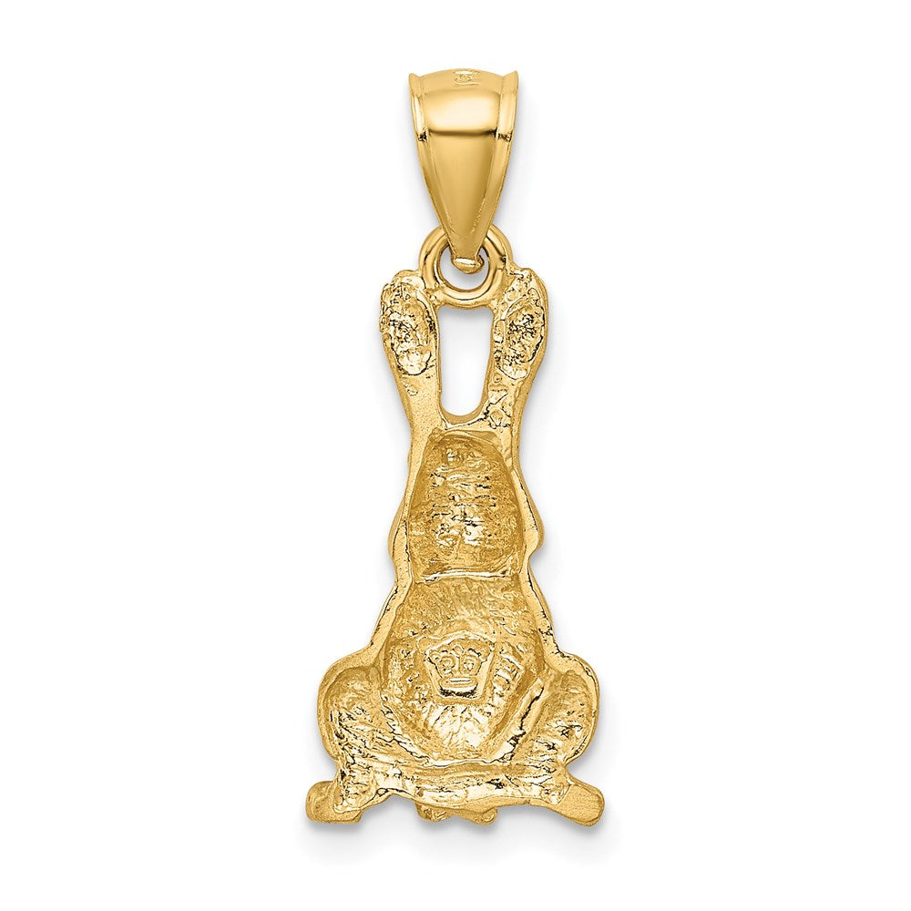 Alternate view of the 14k Yellow Gold Satin and Diamond Cut Rabbit Pendant, 10mm by The Black Bow Jewelry Co.