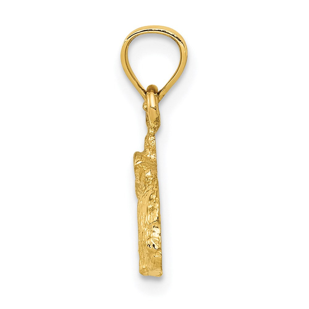 Alternate view of the 14k Yellow Gold Textured Rabbit Pendant, 13mm by The Black Bow Jewelry Co.