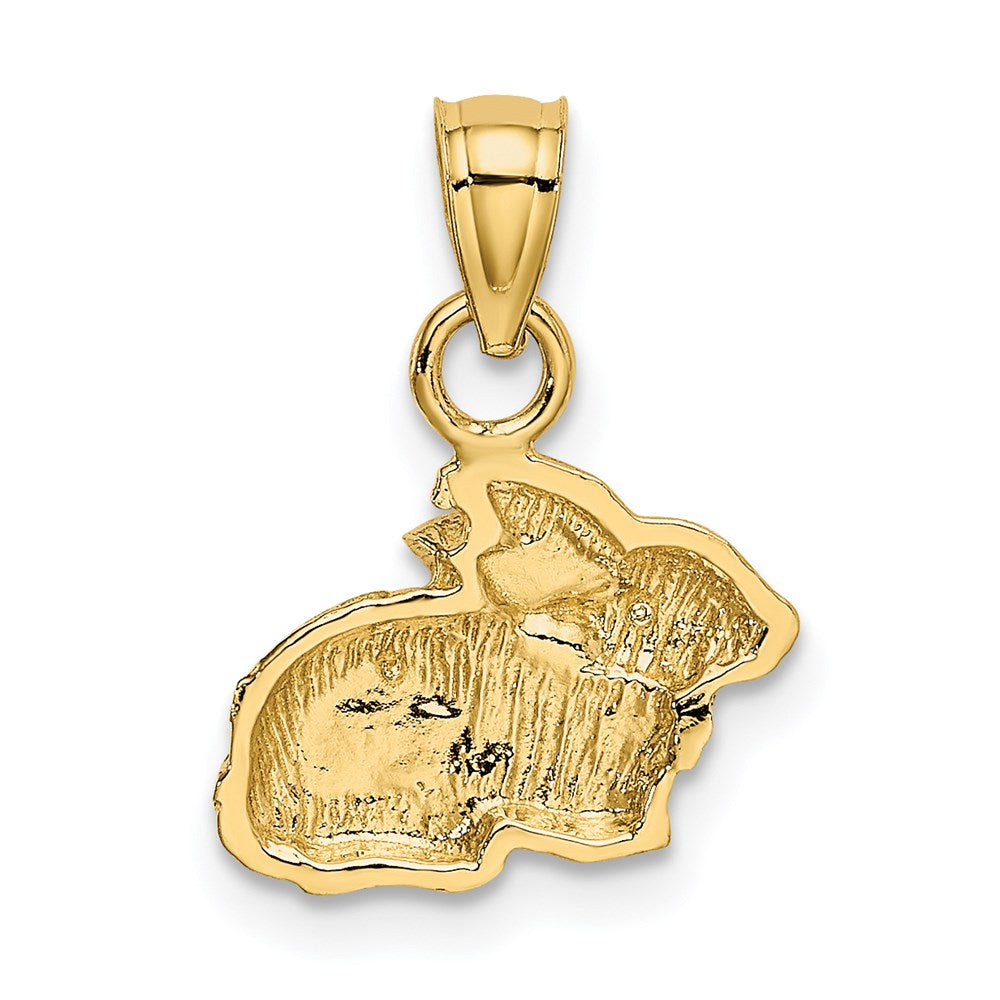 Alternate view of the 14k Yellow Gold Textured Rabbit Pendant, 13mm by The Black Bow Jewelry Co.