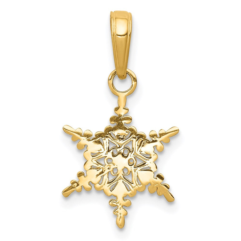 Alternate view of the 14k Yellow Gold Polished Small Snowflake Pendant, 12mm by The Black Bow Jewelry Co.