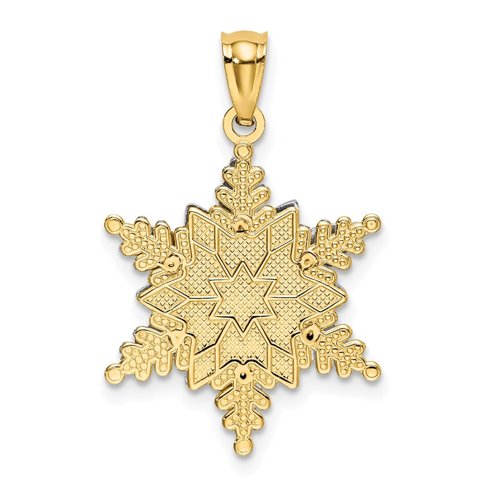 Alternate view of the 14k Two Tone Gold Stacked Snowflake Pendant, 18mm by The Black Bow Jewelry Co.