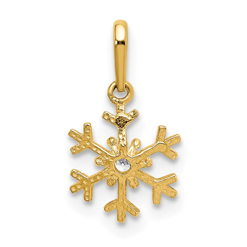 Alternate view of the 14k Yellow Gold & Cubic Zirconia Snowflake Charm or Pendant, 8mm by The Black Bow Jewelry Co.