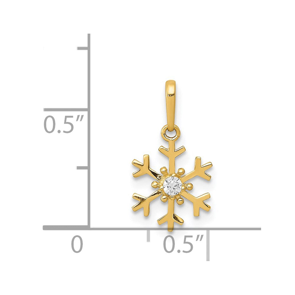 Alternate view of the 14k Yellow Gold & Cubic Zirconia Snowflake Charm or Pendant, 8mm by The Black Bow Jewelry Co.