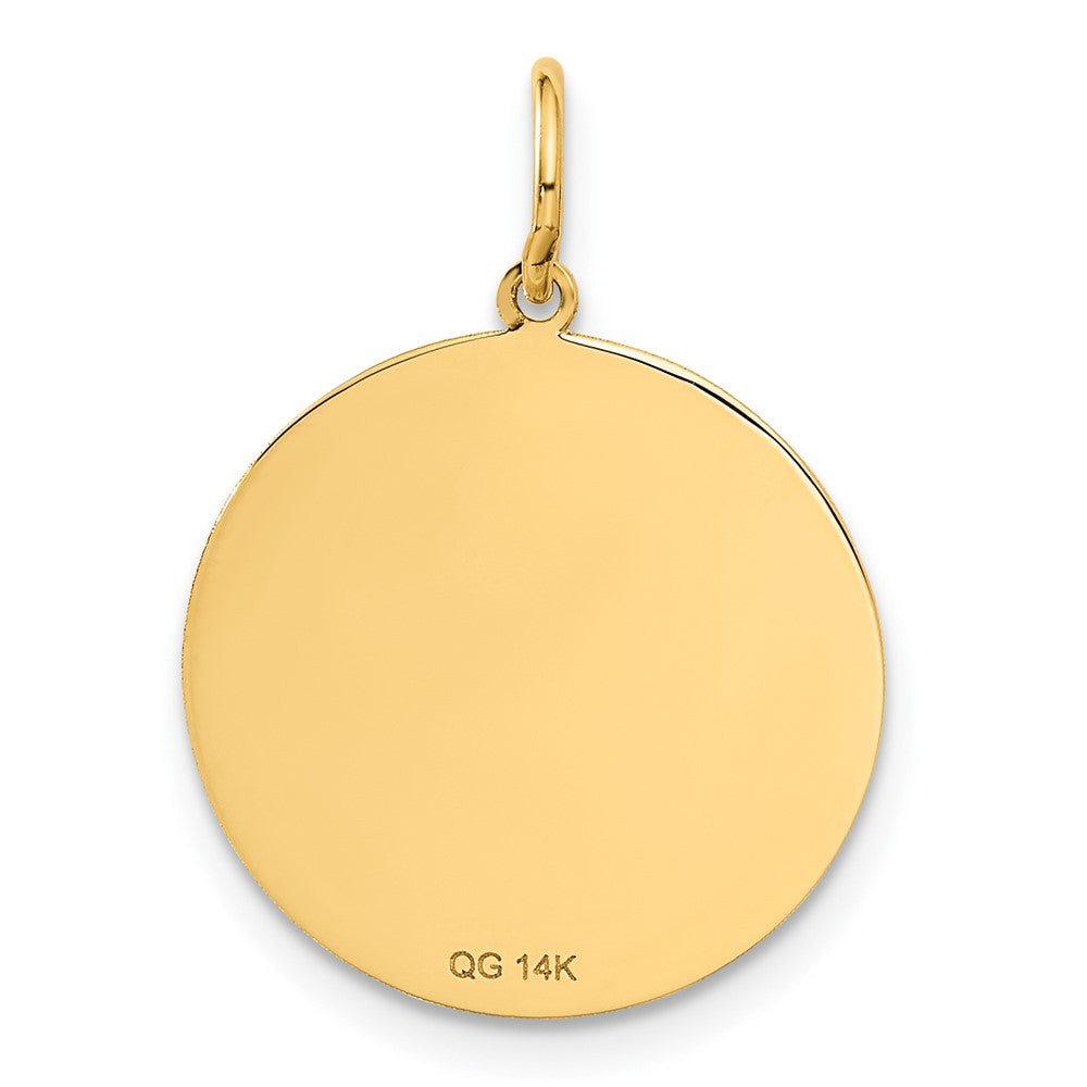 Alternate view of the 14k Yellow Gold Graduation Day Engravable Disc Charm or Pendant, 18mm by The Black Bow Jewelry Co.