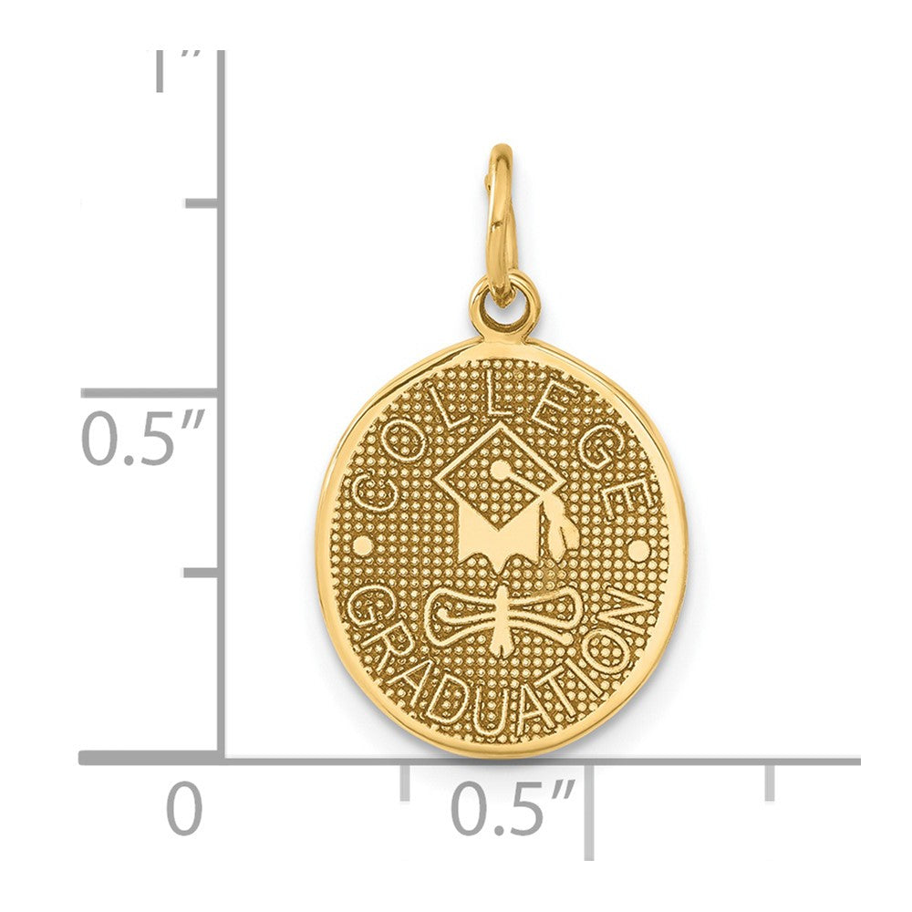 Alternate view of the 14k Yellow Gold College Oval Graduation Charm or Pendant, 13 x 15mm by The Black Bow Jewelry Co.