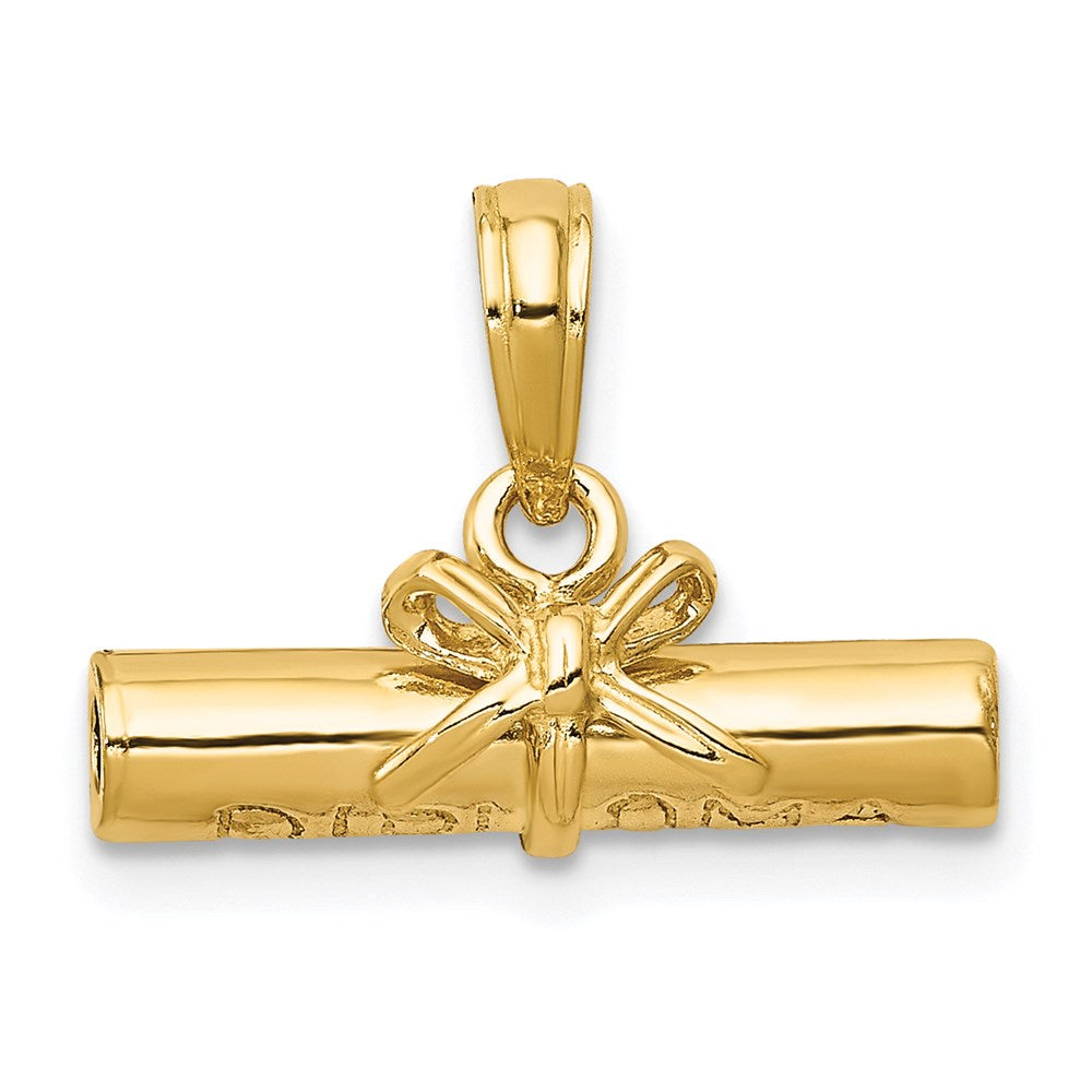 14k Yellow Gold Three Dimensional Diploma Pendant, 17mm, Item P26285 by The Black Bow Jewelry Co.