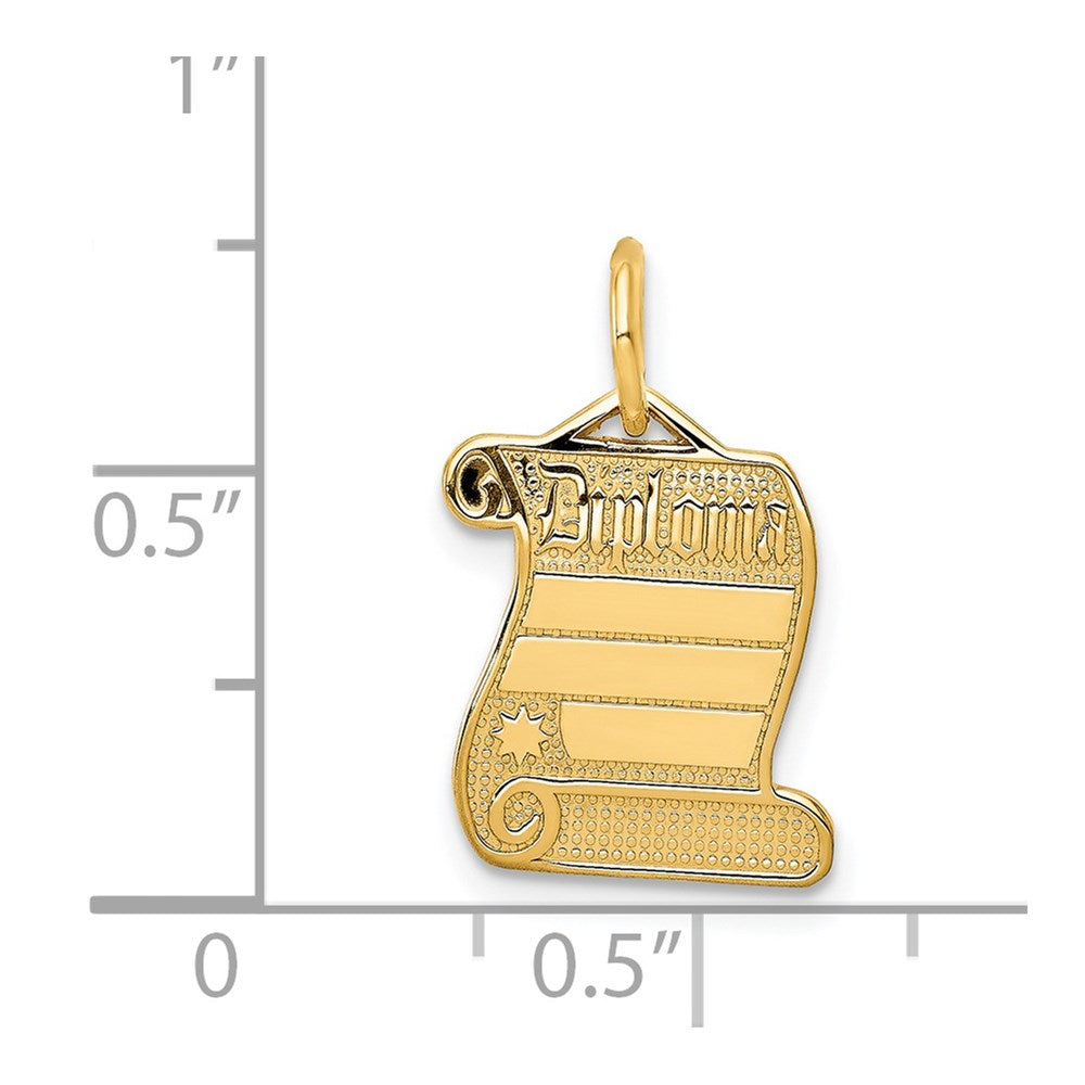 Alternate view of the 14k Yellow Gold Engravable Diploma Charm or Pendant, 12mm by The Black Bow Jewelry Co.