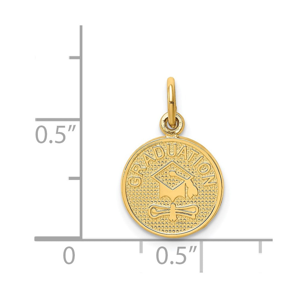 Alternate view of the 14k Yellow Gold Graduation Circle Charm or Pendant, 12mm by The Black Bow Jewelry Co.
