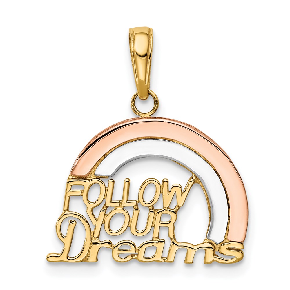 14k Yellow & Rose Gold, White Rhodium Follow Your Dreams Pendant, 18mm, Item P26290 by The Black Bow Jewelry Co.