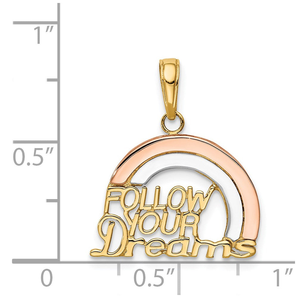 Alternate view of the 14k Yellow & Rose Gold, White Rhodium Follow Your Dreams Pendant, 18mm by The Black Bow Jewelry Co.