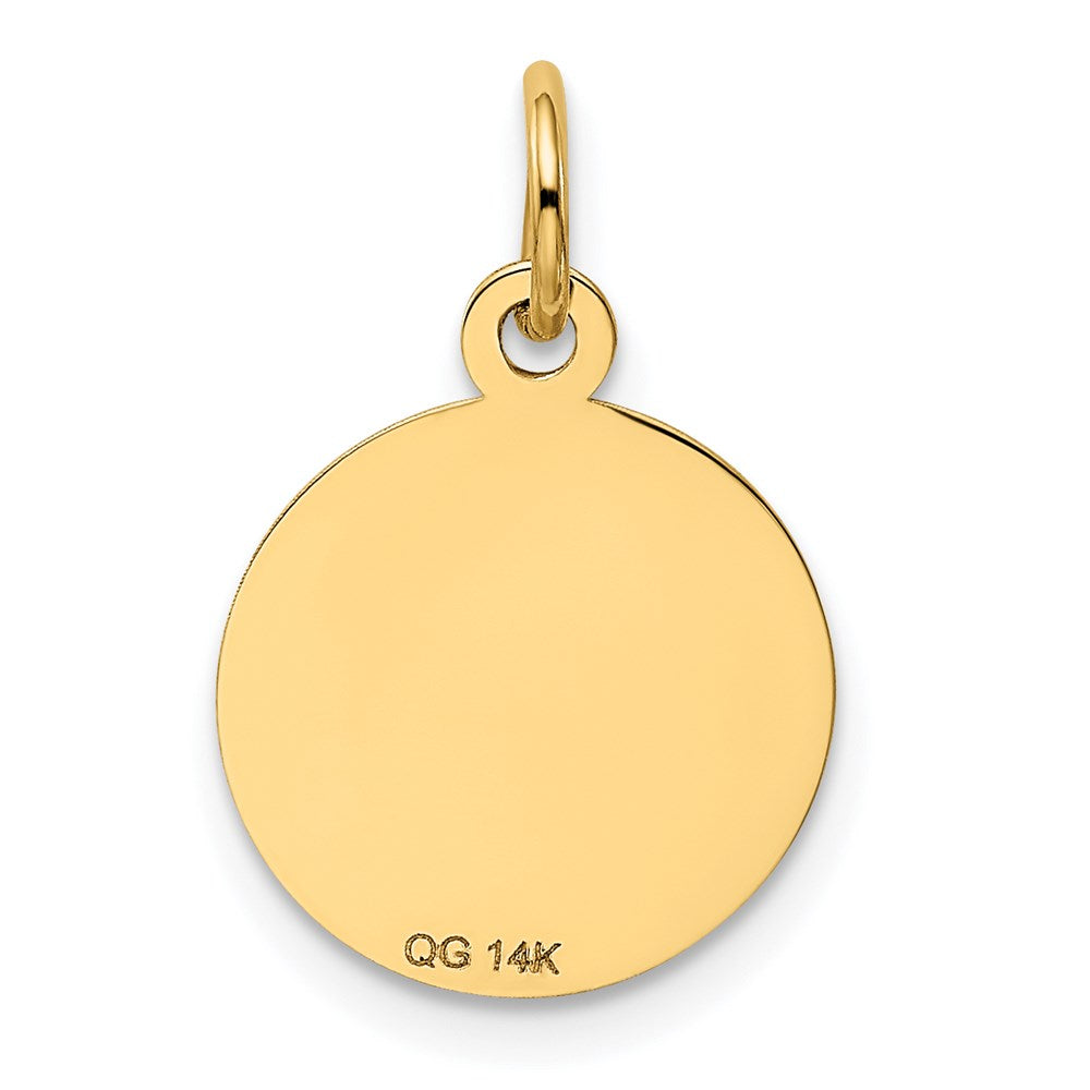 Alternate view of the 14k Yellow Gold Graduation Cap Brocaded Disc Charm or Pendant, 14mm by The Black Bow Jewelry Co.