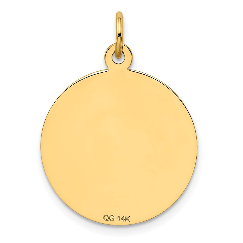 Alternate view of the 14k Yellow Gold Happy Graduation Day Circle Charm or Pendant, 20mm by The Black Bow Jewelry Co.