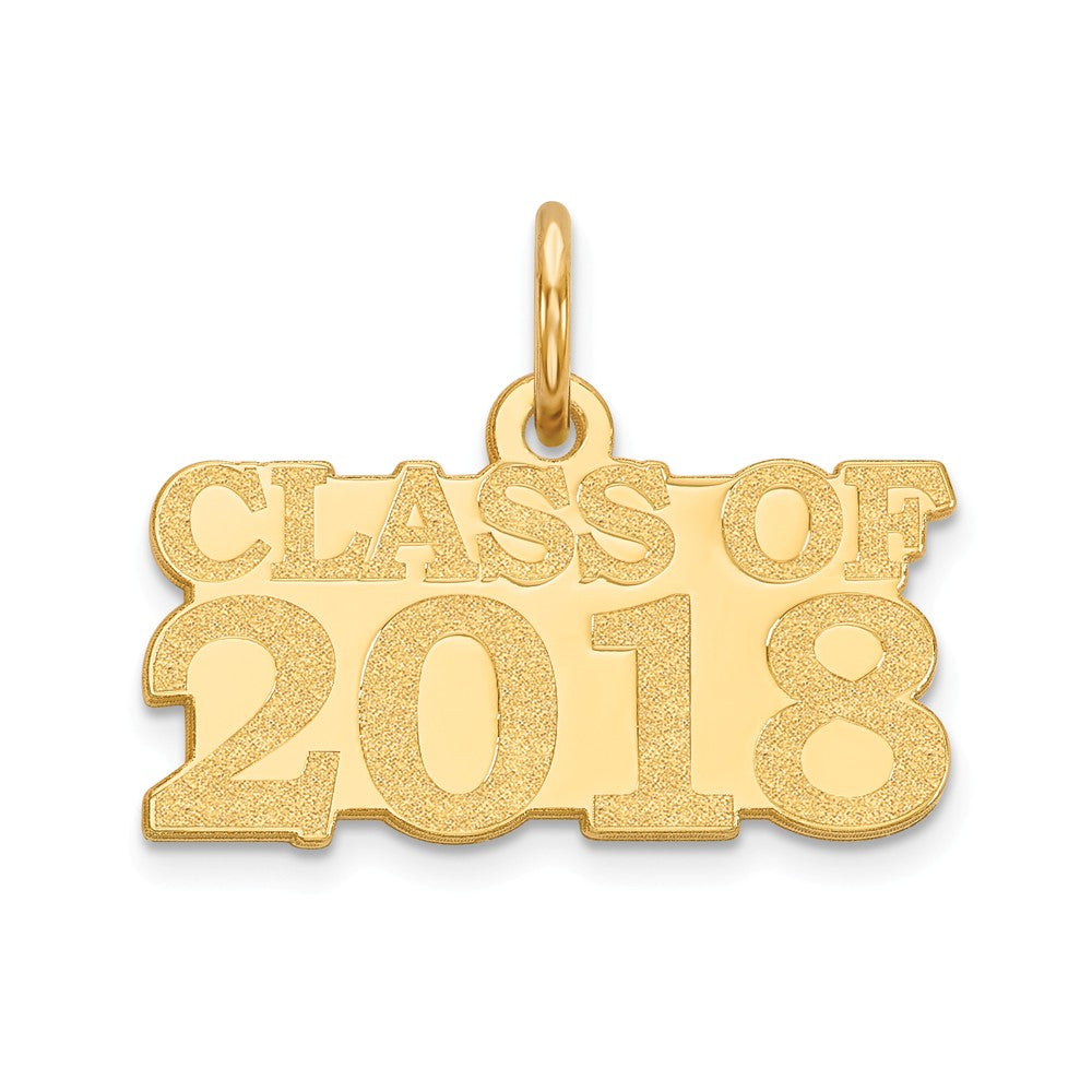 14k Yellow Gold Class of 2018 Charm or Pendant, 18mm, Item P26310 by The Black Bow Jewelry Co.