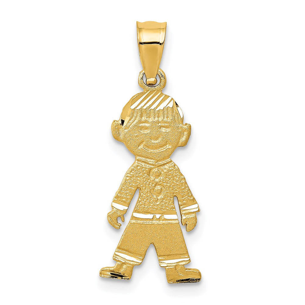 14k Yellow Gold Diamond Cut Boy Charm or Pendant, 10mm, Item P26315 by The Black Bow Jewelry Co.