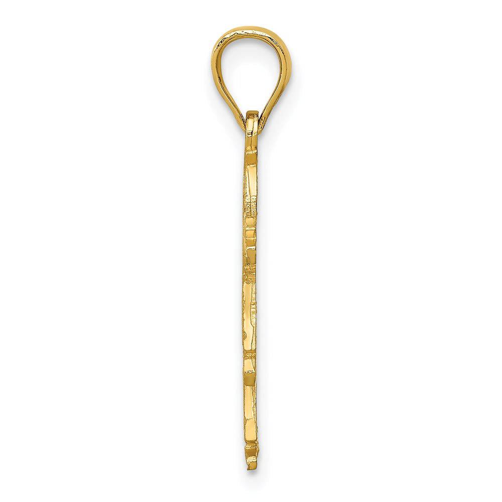Alternate view of the 14k Yellow Gold Diamond Cut Girl Charm or Pendant, 11mm by The Black Bow Jewelry Co.