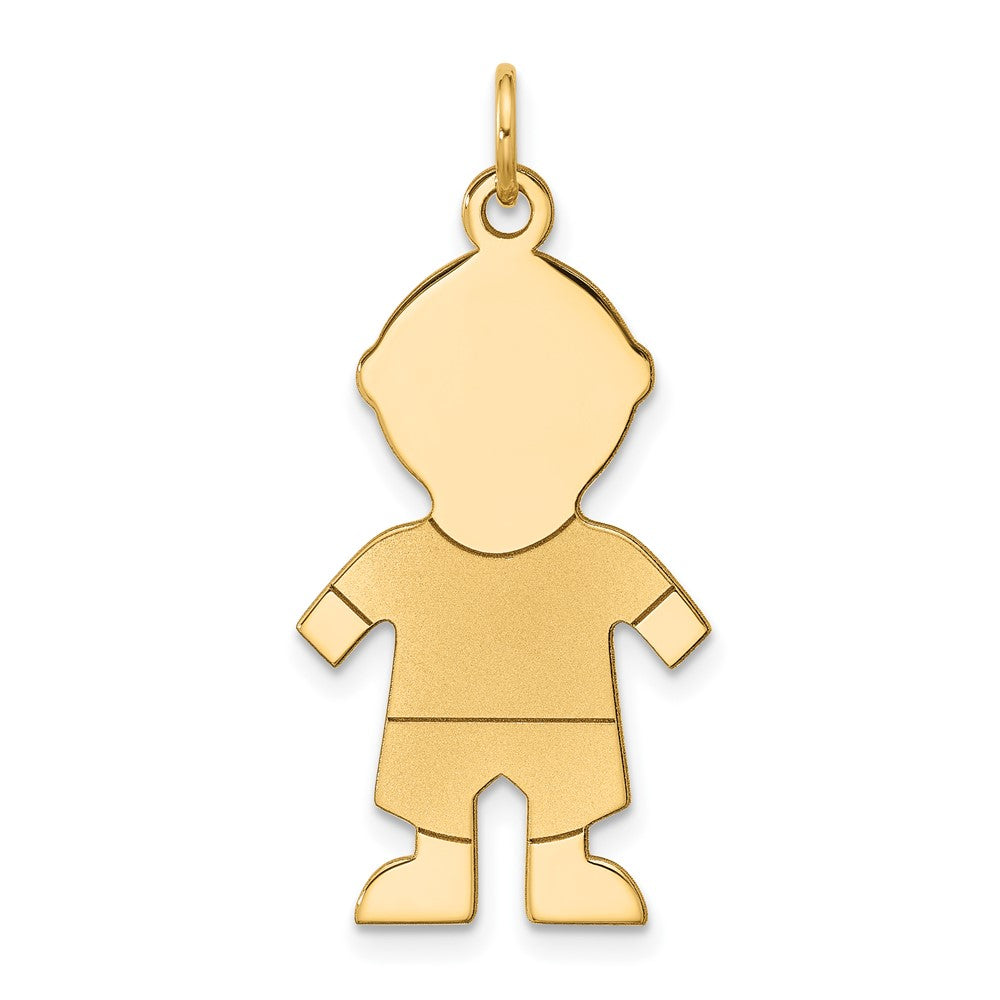 14k Yellow Gold Satin Boy Engravable Charm or Pendant, 15mm, Item P26321 by The Black Bow Jewelry Co.