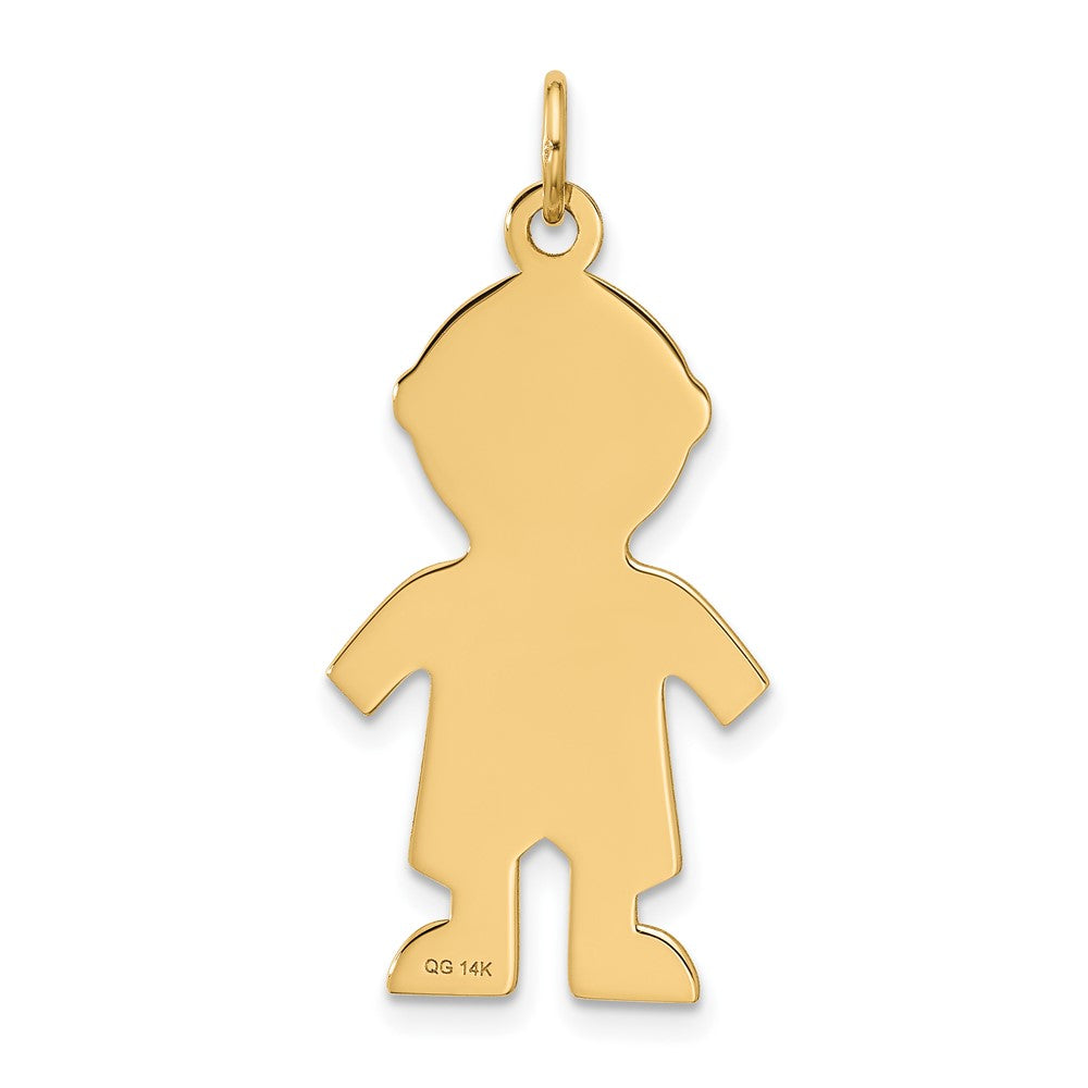 Alternate view of the 14k Yellow Gold Satin Boy Engravable Charm or Pendant, 15mm by The Black Bow Jewelry Co.