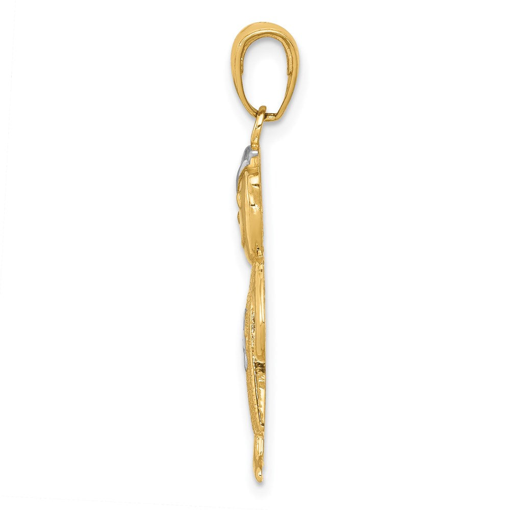 Alternate view of the 14k Yellow Gold White Rhodium Boy with Hands In Pockets Pendant, 12mm by The Black Bow Jewelry Co.