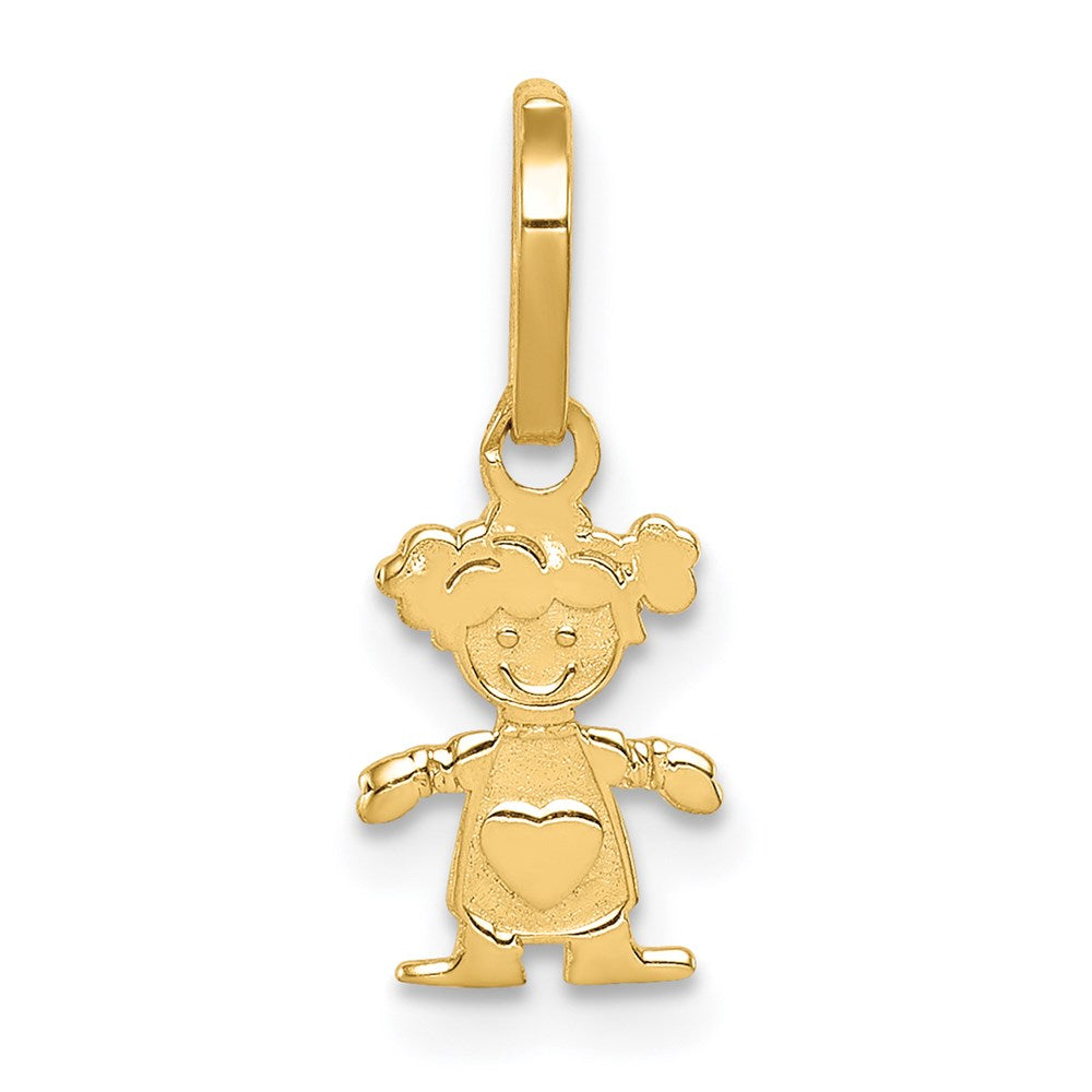 14k Yellow Gold Polished Little Girl Pendant, 7mm, Item P26330 by The Black Bow Jewelry Co.