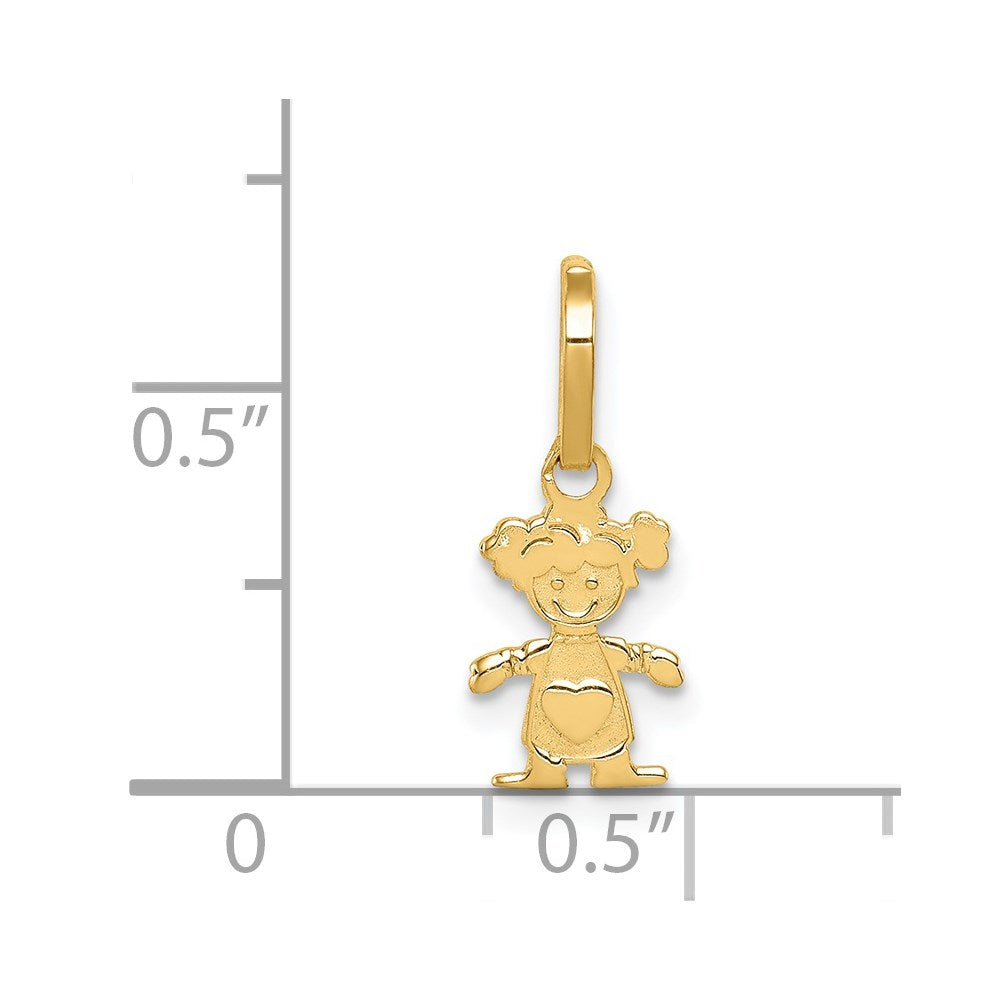 Alternate view of the 14k Yellow Gold Polished Little Girl Pendant, 7mm by The Black Bow Jewelry Co.