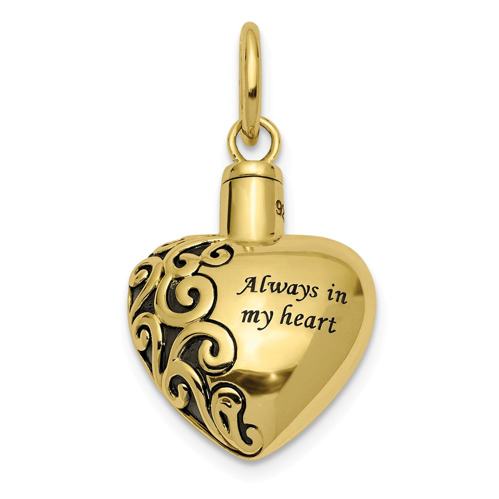 10k or 14k Yellow Gold Always In My Heart Ash Holder Pendant, 16mm, Item P26356 by The Black Bow Jewelry Co.