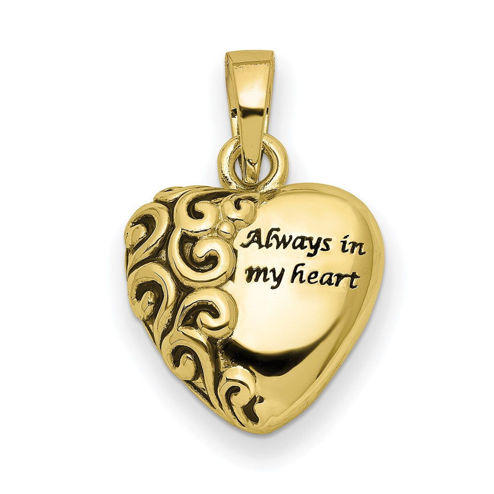 10k or 14k Yellow Gold Always In My Heart Ash Holder Pendant, 16mm, Item P26356 by The Black Bow Jewelry Co.
