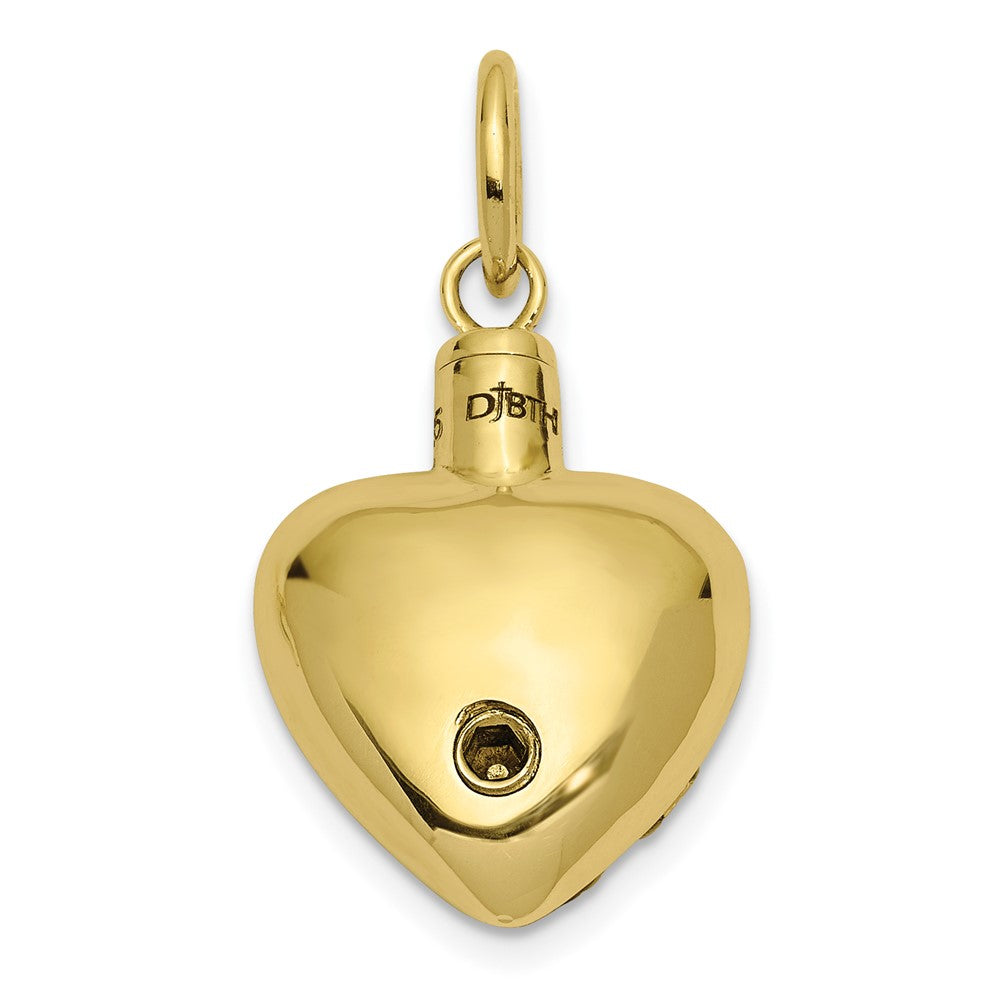 Alternate view of the 10k or 14k Yellow Gold Always In My Heart Ash Holder Pendant, 16mm by The Black Bow Jewelry Co.
