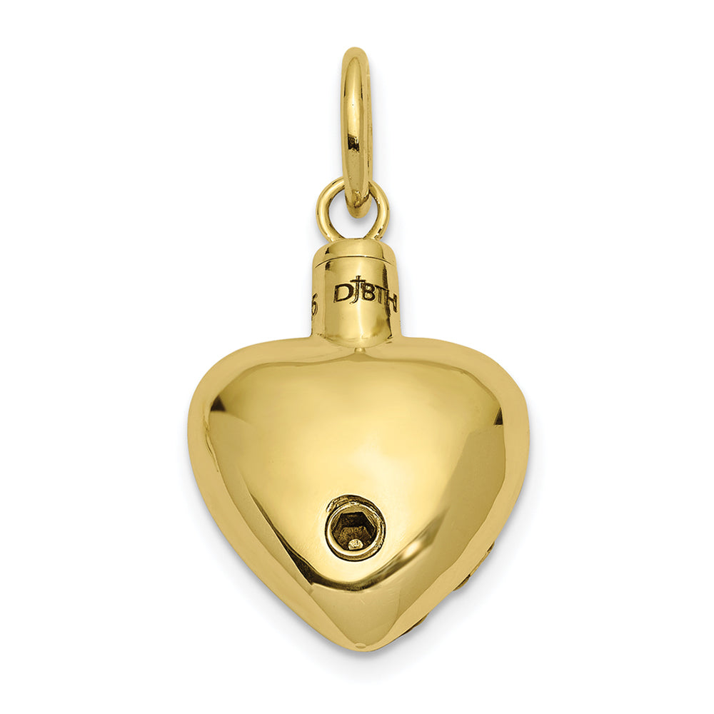 Alternate view of the 10k Yellow Gold Always In My Heart Ash Holder Pendant, 16mm by The Black Bow Jewelry Co.